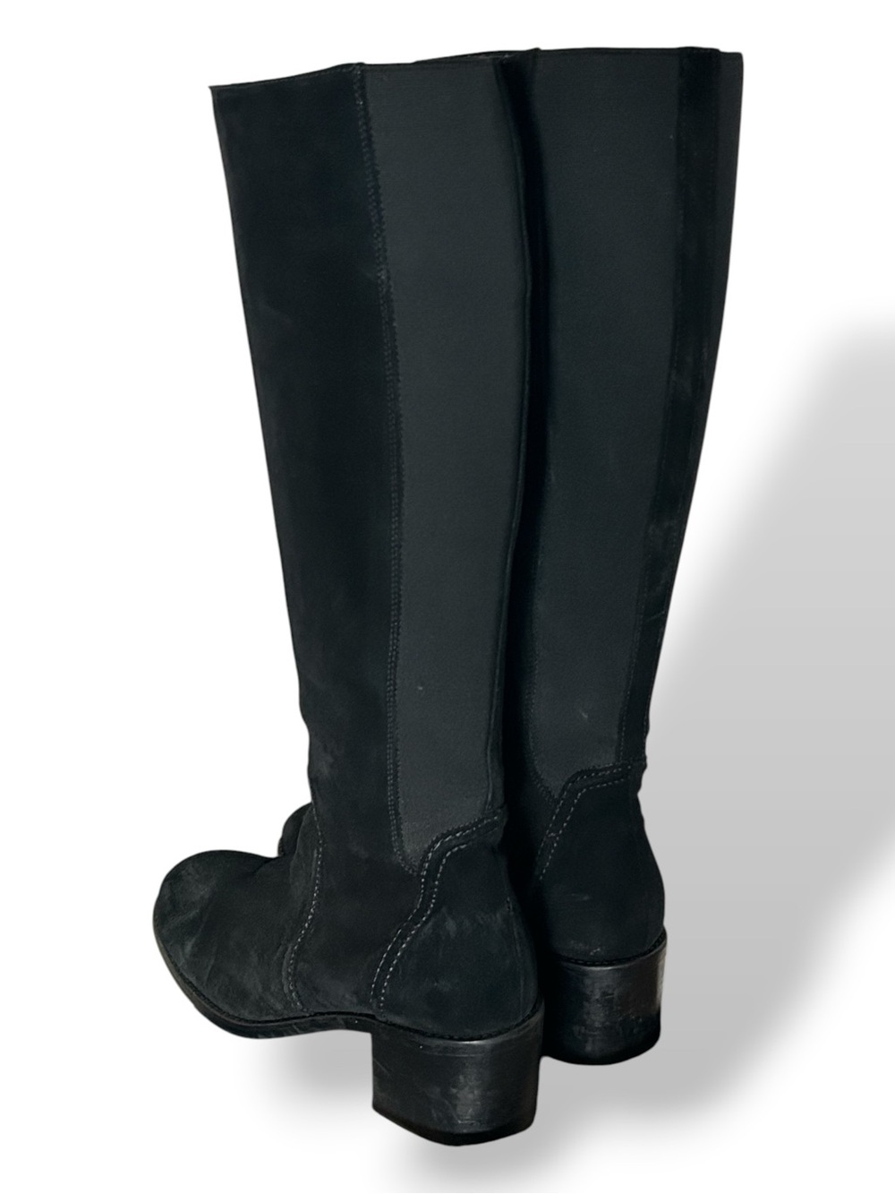 Aquatalia Black Suede Knee-High Riding Boots/Weatherproof. Size 12 M.